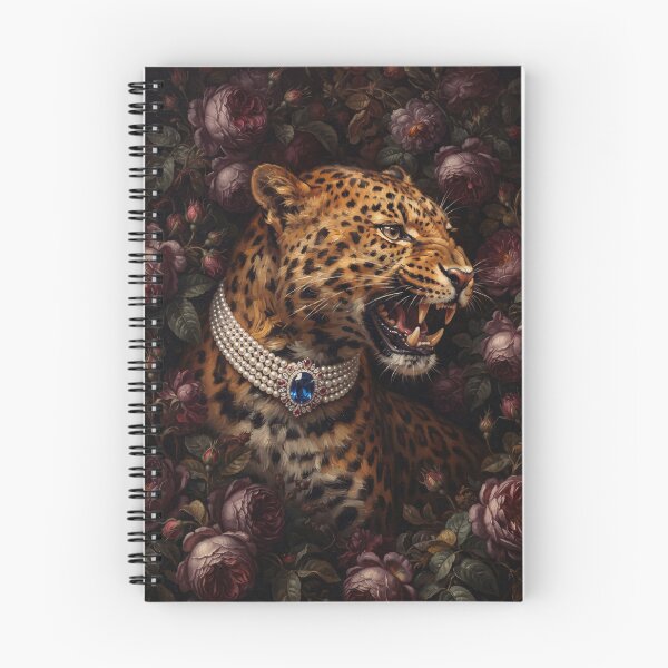 Item preview, Fierce Leopard Portrait with Sapphire Brooch Necklace designed and sold by Real Beast Art.