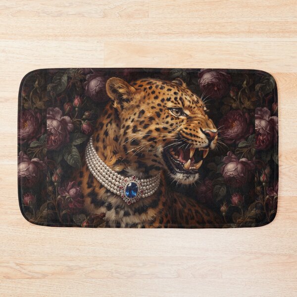 Item preview, Fierce Leopard Portrait with Sapphire Brooch Necklace designed and sold by Real Beast Art.