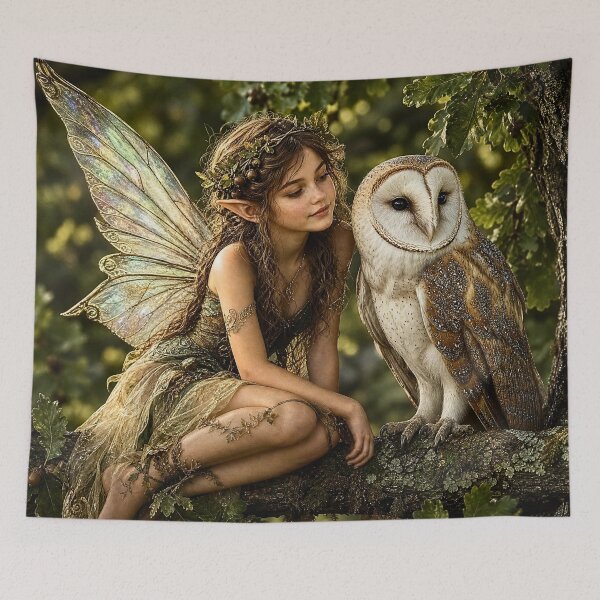 Item preview, Woodland Fairy and Barn Owl designed and sold by Storybook Botanica.