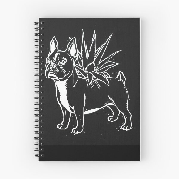 Item preview, Bostons & Botanicals – Vintage Black & White Botanical Dog Illustration designed and sold by Bossie Brand Apparel .