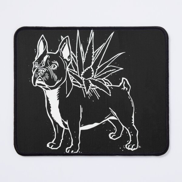 Item preview, Bostons & Botanicals – Vintage Black & White Botanical Dog Illustration designed and sold by Bossie Brand Apparel .