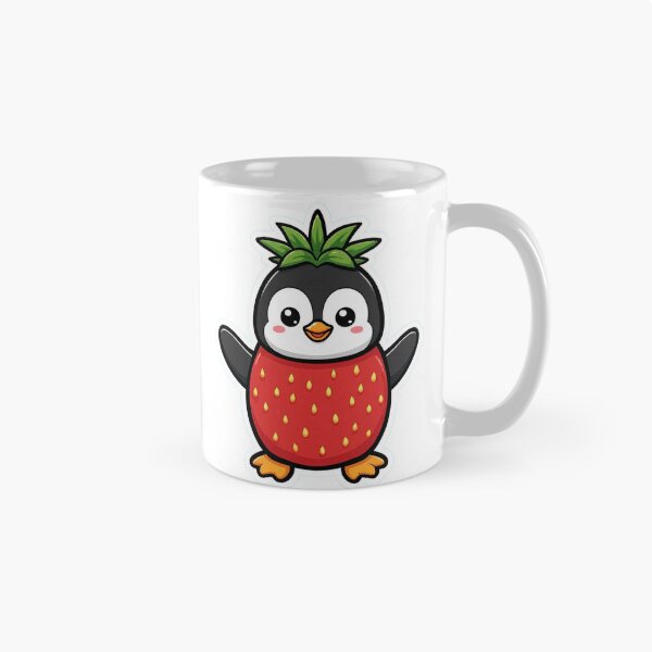 Item preview, Cute Strawberry Penguin – Kawaii Fruit Animal Illustration designed and sold by digital.stickerperso.com.