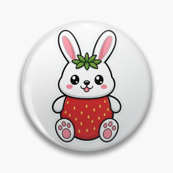 Item preview, Cute Strawberry Bunny – Kawaii Fruit Animal Illustration designed and sold by digital.stickerperso.com.