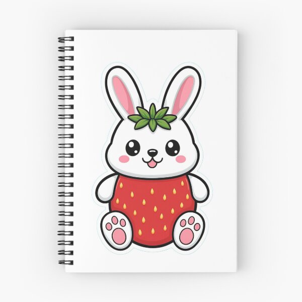 Item preview, Cute Strawberry Bunny – Kawaii Fruit Animal Illustration designed and sold by digital.stickerperso.com.