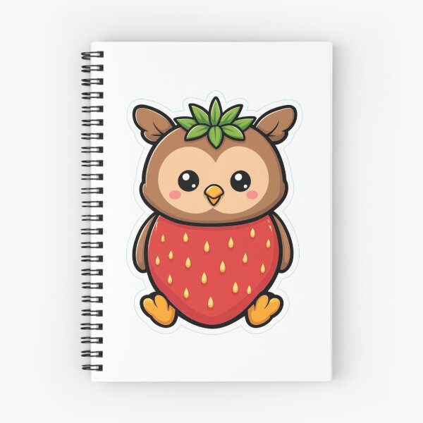 Item preview, Cute Strawberry Owl – Kawaii Fruit Animal Illustration designed and sold by digital.stickerperso.com.