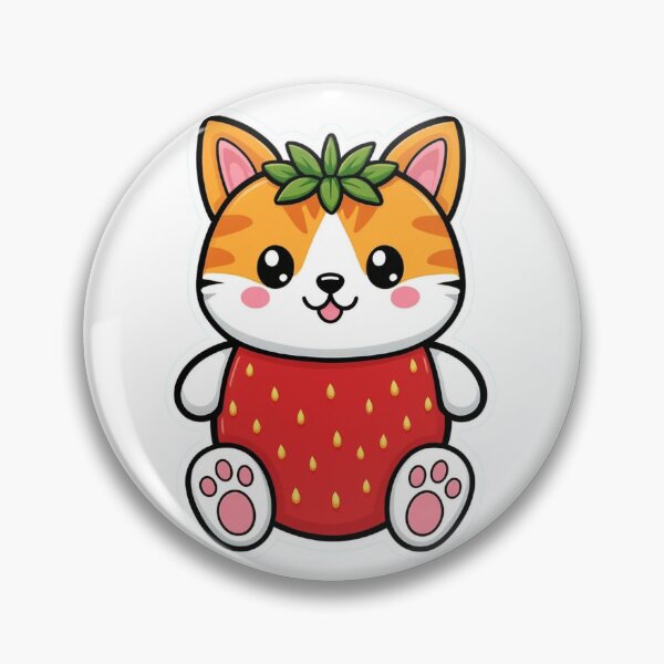 Item preview, Cute Strawberry Cat – Kawaii Fruit Animal Illustration designed and sold by digital.stickerperso.com.