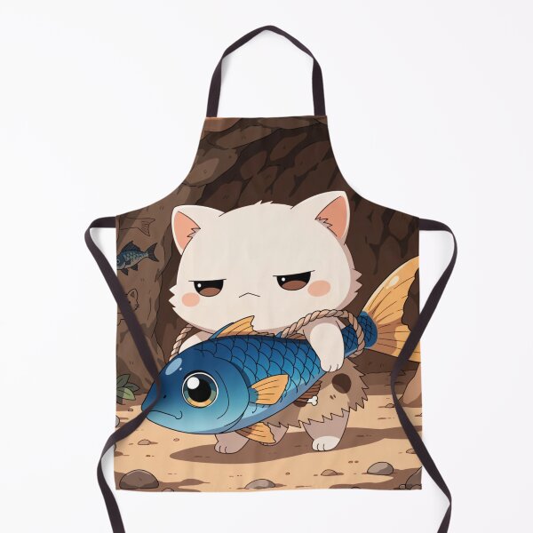 Item preview, Funny Cave Cat Carrying a Giant Fish – Cute Prehistoric Cat Adventure designed and sold by Mousy17.