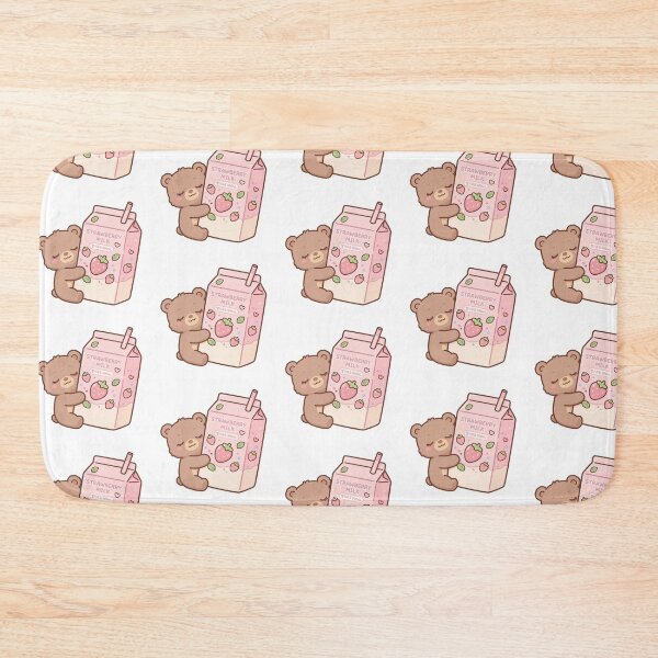 Item preview, Cute Bear with Strawberry Milk Kawaii  designed and sold by Kiralemon.