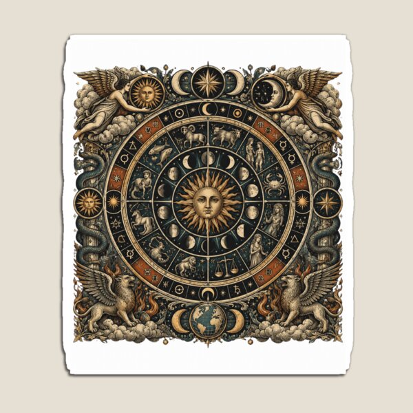 Item preview, Astrology Celestial Wheel Vintage Cosmic Zodiac Art designed and sold by ROUX-ART.
