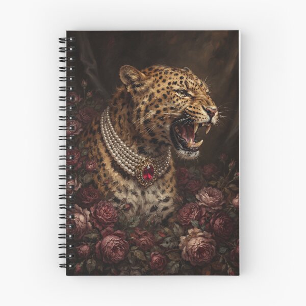 Item preview, Fierce Leopard Portrait with Ruby Pearl Necklace designed and sold by Real Beast Art.