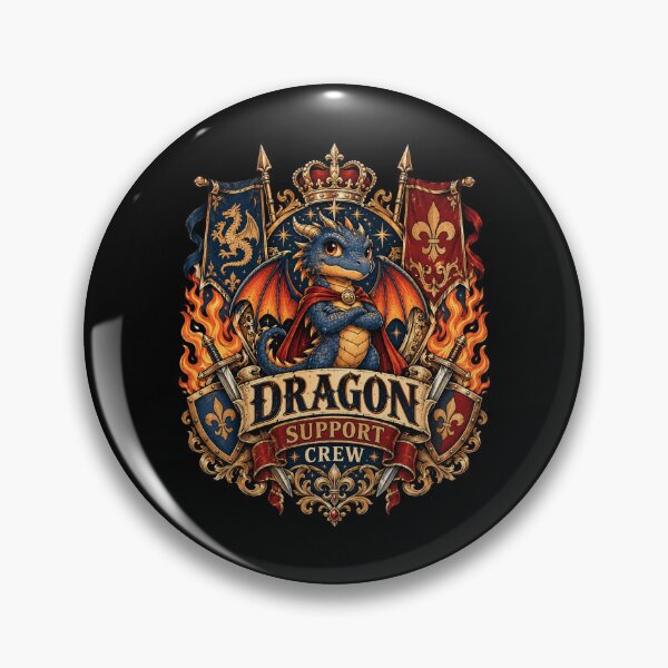 Item preview, Dragon Support Crew Emblem With Crown and Flames designed and sold by ROUX-ART.
