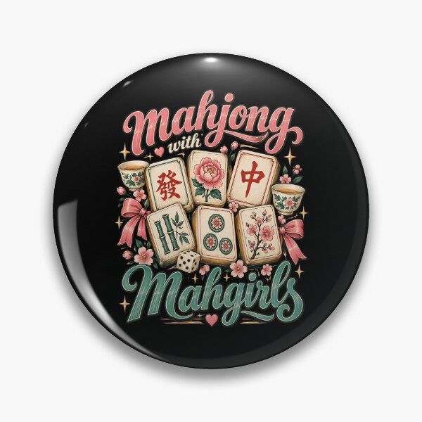 Item preview, Mahjong Floral Retro Game Art with Cherry Blossoms designed and sold by ROUX-ART.