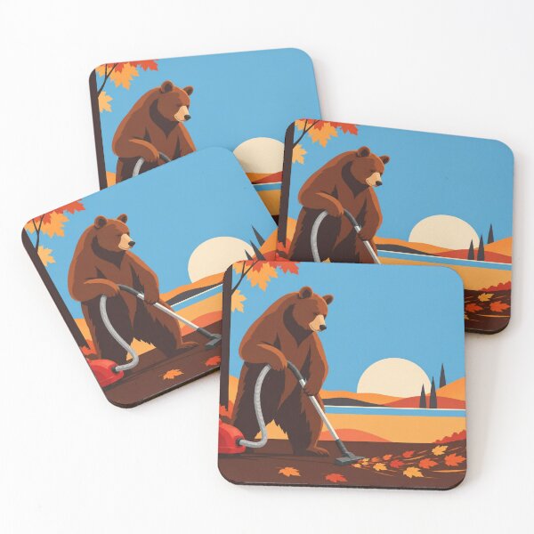 Item preview, Bear Vacuuming Autumn Leaves designed and sold by Creative_Canvas.