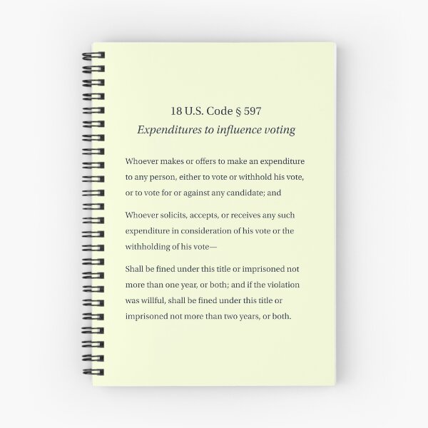 Item preview, 18 US Code 597 Expenditures to Influence Voting designed and sold by Terry Bain.