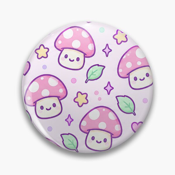 Item preview, Kawaii Pink Mushroom Pastel Pattern designed and sold by Soft Berry Studio.