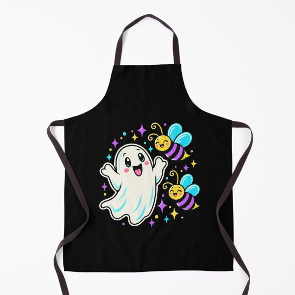 Item preview, ghost halloween cute ghost and bees kawaii spooky art designed and sold by ROUX-ART.