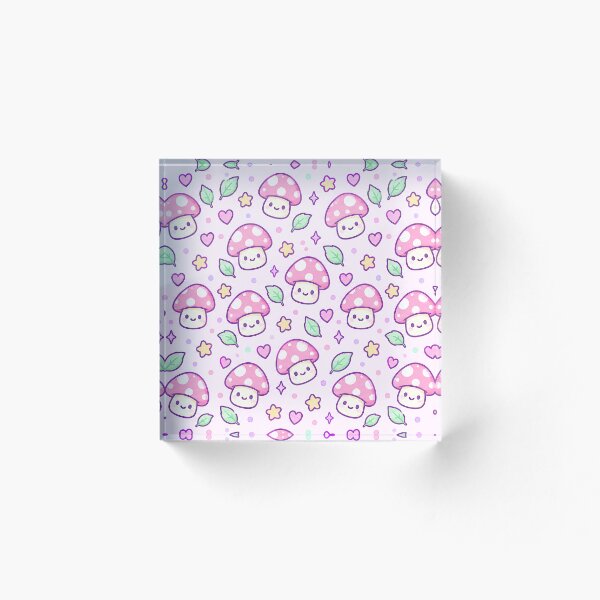 Item preview, Kawaii Pink Mushroom Pastel Pattern designed and sold by Soft Berry Studio.