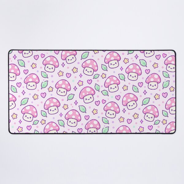 Item preview, Kawaii Pink Mushroom Pastel Pattern designed and sold by Soft Berry Studio.