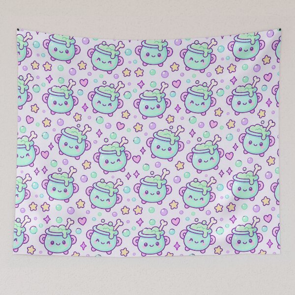 Item preview, Kawaii Magic Cauldron Pastel Pattern designed and sold by Soft Berry Studio.