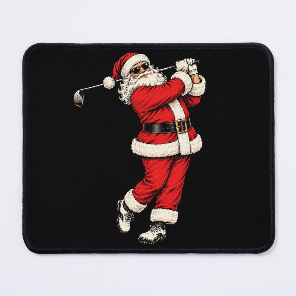 Item preview, Golf Santa in Sunglasses Swinging Club Festive Artwork designed and sold by ROUX-ART.