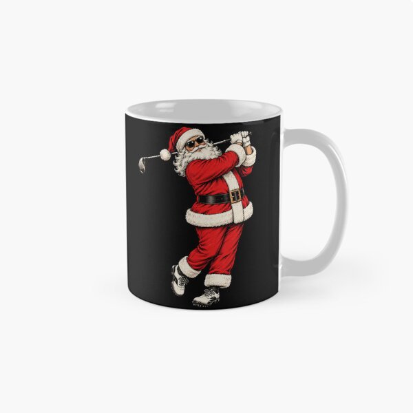 Item preview, Golf Santa in Sunglasses Swinging Club Festive Artwork designed and sold by ROUX-ART.