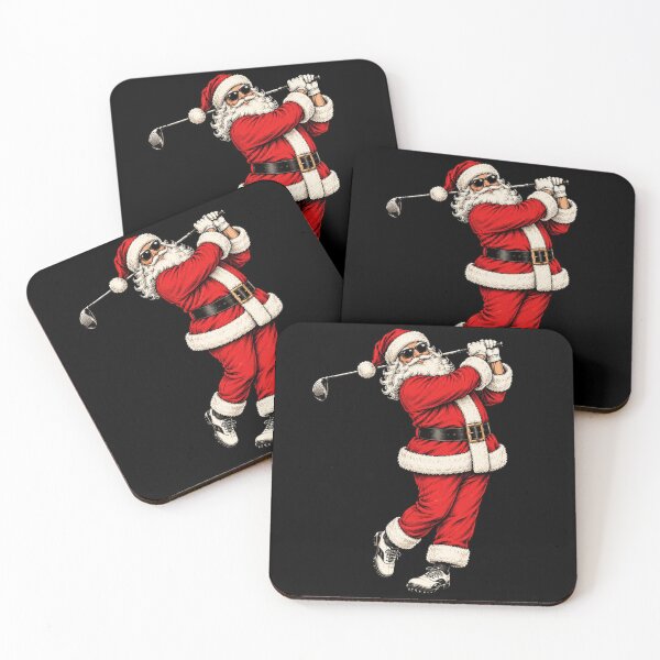 Item preview, Golf Santa in Sunglasses Swinging Club Festive Artwork designed and sold by ROUX-ART.