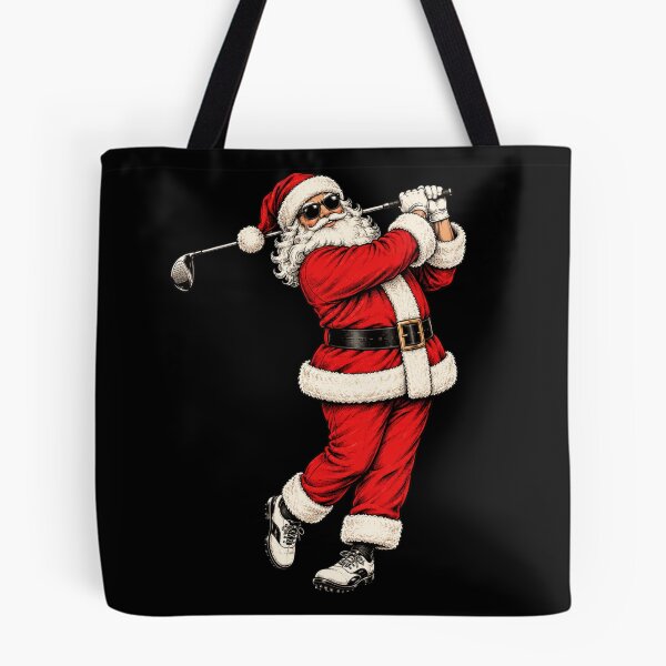 Item preview, Golf Santa in Sunglasses Swinging Club Festive Artwork designed and sold by ROUX-ART.