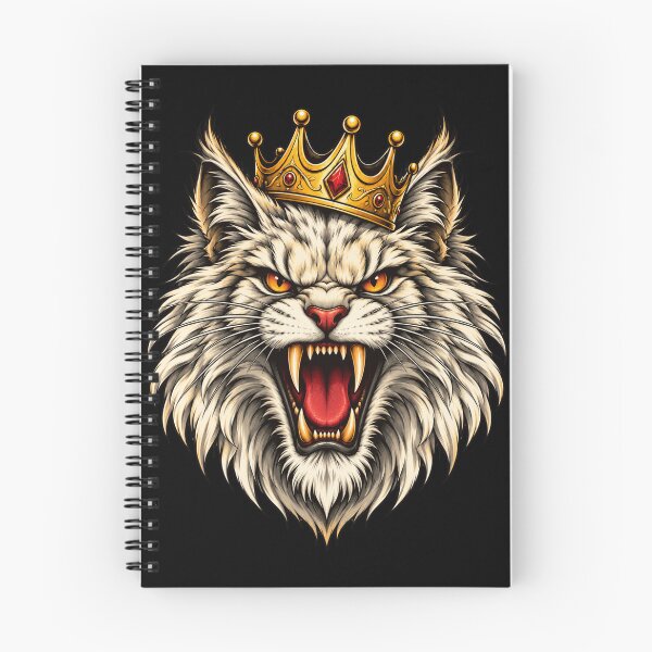 Item preview, Cat King Warrior with Crown Roaring Fierce Fantasy Art designed and sold by ROUX-ART.
