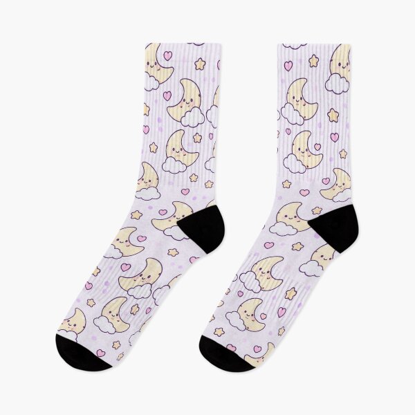 Item preview, Kawaii Crescent Moon Pastel Pattern designed and sold by Soft Berry Studio.