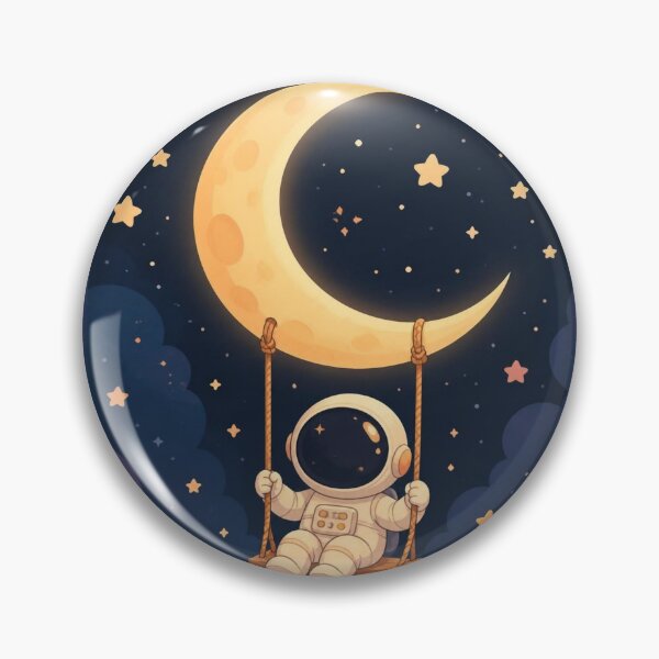 Item preview, Cute Astronaut Swinging on Crescent Moon designed and sold by creativerooney.