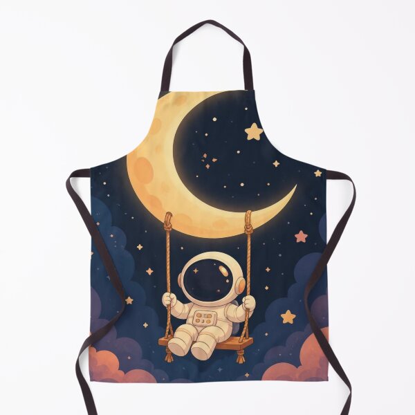 Item preview, Cute Astronaut Swinging on Crescent Moon designed and sold by creativerooney.