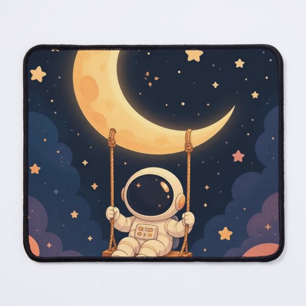 Item preview, Cute Astronaut Swinging on Crescent Moon designed and sold by creativerooney.