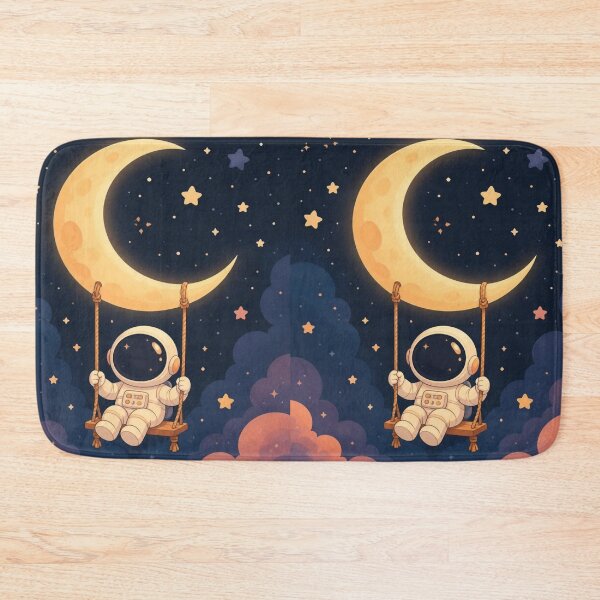 Item preview, Cute Astronaut Swinging on Crescent Moon designed and sold by creativerooney.