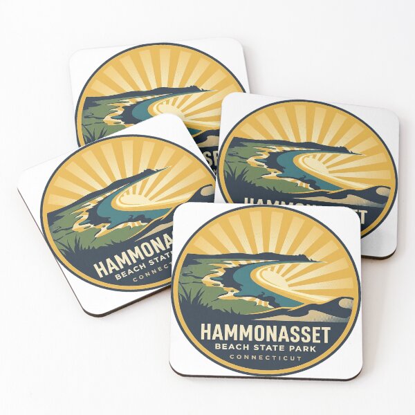 Item preview, Hammonasset Beach State Park Sticker - Connecticut Coast Map Badge designed and sold by DetourDgn.