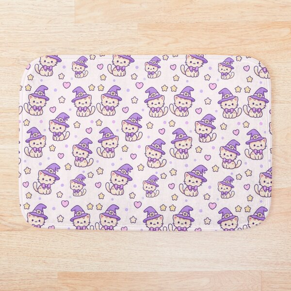 Item preview, Kawaii Cat Witch Pastel Pattern designed and sold by Soft Berry Studio.