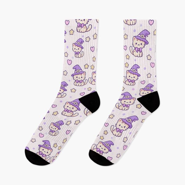 Item preview, Kawaii Cat Witch Pastel Pattern designed and sold by Soft Berry Studio.