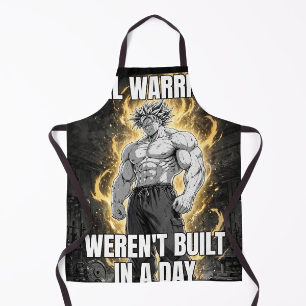 Item preview, Real Warriors Weren't Built in a Day: Black and White Anime Gym Art designed and sold by Tonioverse.