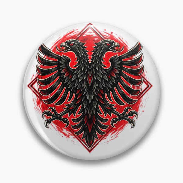 Item preview, Albanian double-headed eagle in red and black designed and sold by NorthPeak Studio.