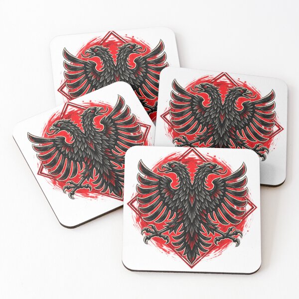 Item preview, Albanian double-headed eagle in red and black designed and sold by NorthPeak Studio.