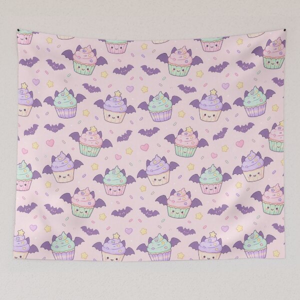 Item preview, Kawaii Bat Cupcake Pattern designed and sold by Soft Berry Studio.