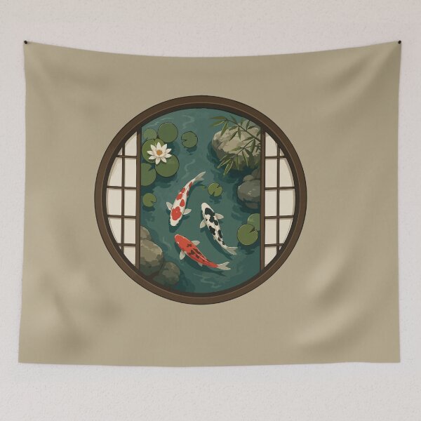 Item preview, Japanese Koi Pond with Water Lilies and Bamboo designed and sold by SimplePoDesign.