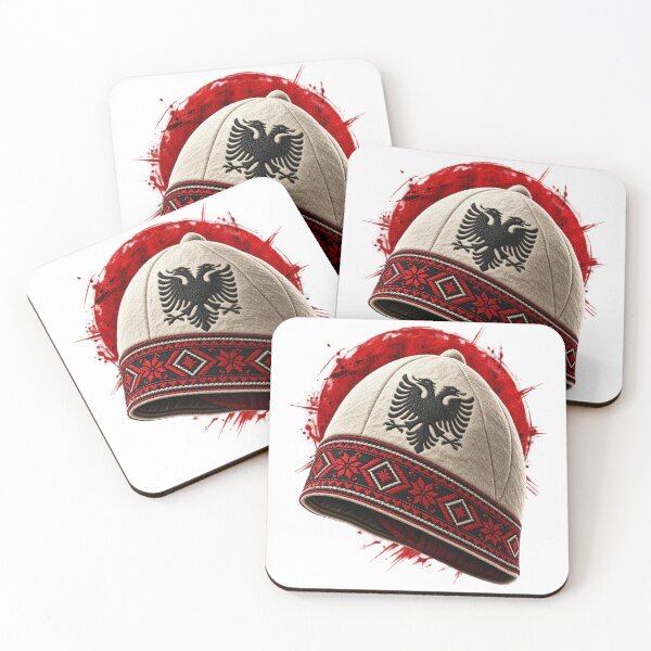 Item preview, Traditional Albanian Qeleshe with black double-headed eagle designed and sold by VisualLine.al.