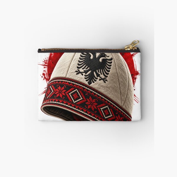 Item preview, Traditional Albanian Qeleshe with black double-headed eagle designed and sold by NorthPeak Studio.