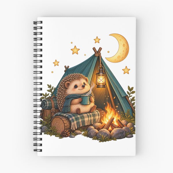 Item preview, Hedgehog camps under moon and stars designed and sold by SasukiMedia.