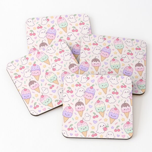 Item preview, Kawaii Ghost Ice Cream Pattern designed and sold by Soft Berry Studio.