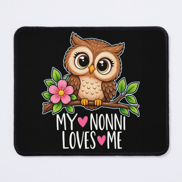 Item preview, owl lover gift cute cartoon owl on branch with flowers designed and sold by ROUX-ART.
