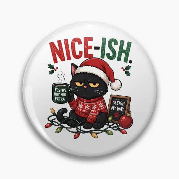 Item preview, Nice-ish Christmas Cat – Funny Grumpy Cat Christmas Design designed and sold by SVALANART.