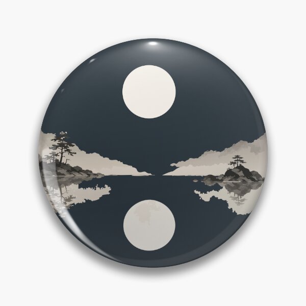 Item preview, Japanese Moonlit Mountain Lake with Moon Reflection designed and sold by SimplePoDesign.