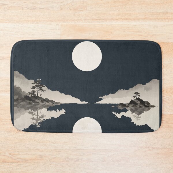 Item preview, Japanese Moonlit Mountain Lake with Moon Reflection designed and sold by SimplePoDesign.