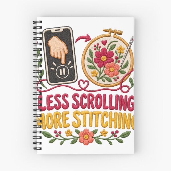 Item preview, Less Scrolling More Stitching – Funny Embroidery and Cross-Stitch Design designed and sold by hyperionrises.